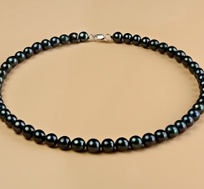 Ожерелье из жемчуга ч850-40с: чёрный пресноводный жемчуг, серебро 925°