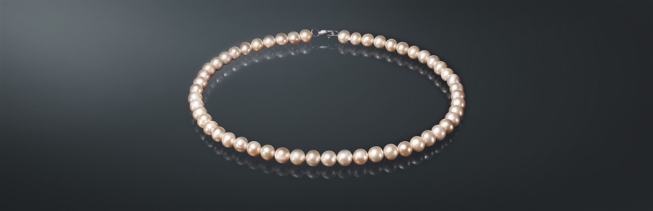 Ожерелье из розового пресноводного жемчуга, с замком из серебра 925˚. р085к40с