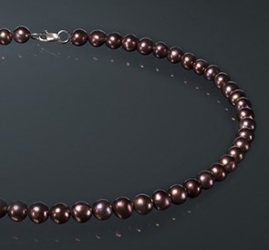 Ожерелье из жемчуга ш085м40с: шоколадный пресноводный жемчуг, серебро 925°