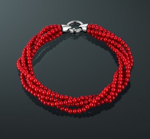 Браслет из кораллов к-к300-20спт: красный коралл, серебро 925°