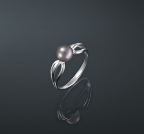 Серебряное кольцо с жемчугом к-140805-с: металлик пресноводный жемчуг, серебро 925°