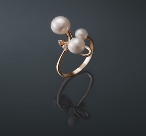 Серебряное кольцо с жемчугом к-130801-з: белый пресноводный жемчуг, серебро 925°
