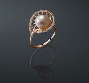 Серебряное кольцо с жемчугом к-130812-з: белый пресноводный жемчуг, серебро 925°