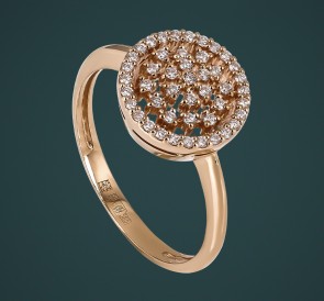 Золотое кольцо с бриллиантами КП1.1.46: жемчуг, золото 585°