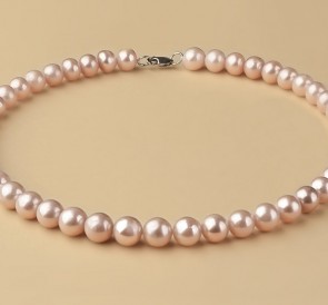 Ожерелье из жемчуга р095-40с: розовый пресноводный жемчуг, серебро 925°